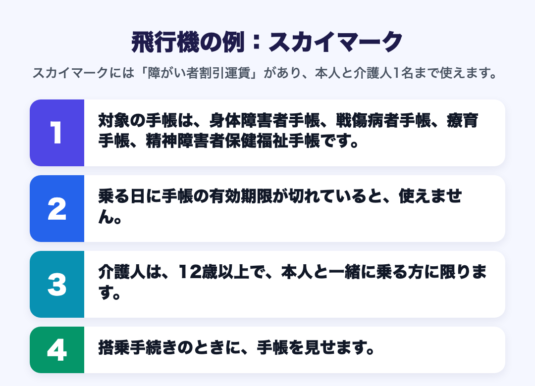 飛行機の例:スカイマーク