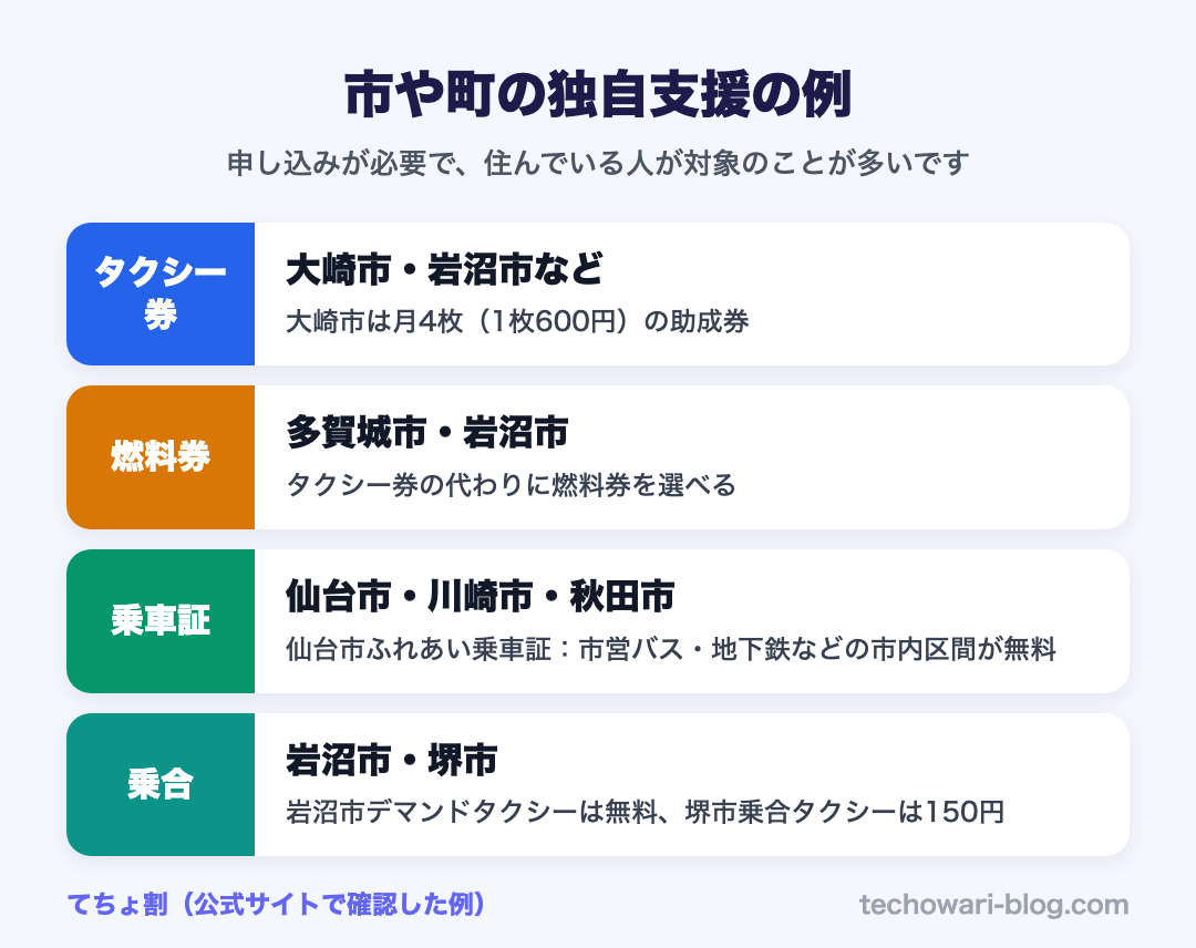 市や町の独自支援の例